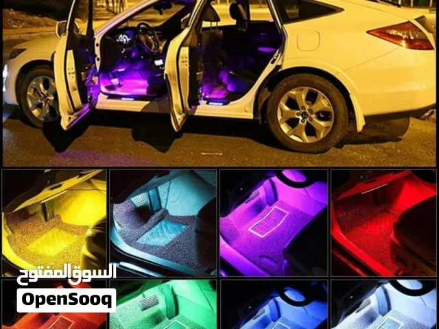 اضائه سيارة مخفيه تضئ الوان LED لارضيات السيارة عدد 4 قطع مع ريموت سهل التركيب على الولاعه ضوء ليد