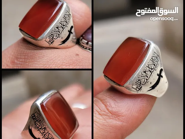 خاتم ملكي عقيق يمني وفضة