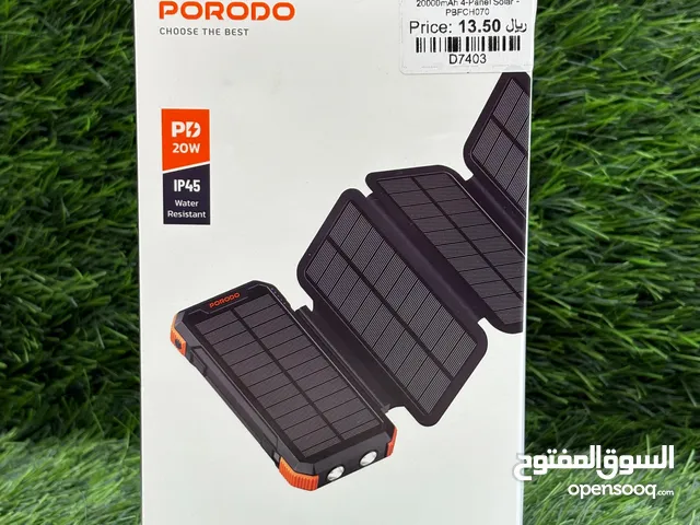 Porodo Power Bank 20000mAh 4-Panel Solar - Black