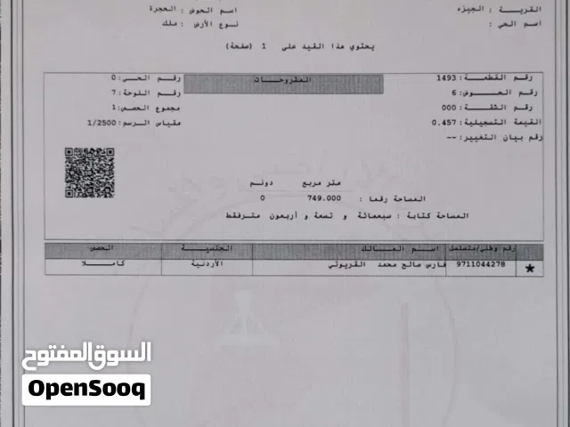 Residential Land for Sale in Amman Al Jizah