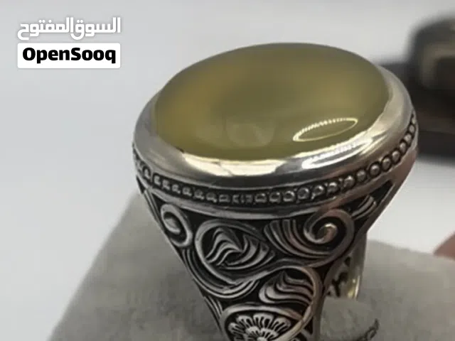 خاتم عقيق اصفر فضه 990