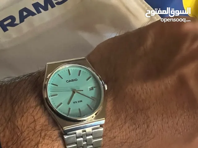 ساعة كاسيو ياباني أصلي  لون  بحري سير ستيل+  ضد الماء سعر 100 بغداد