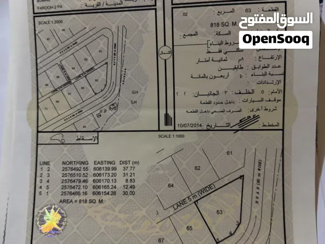 ارض سكنيه للبيع بمخطط فاروه 2