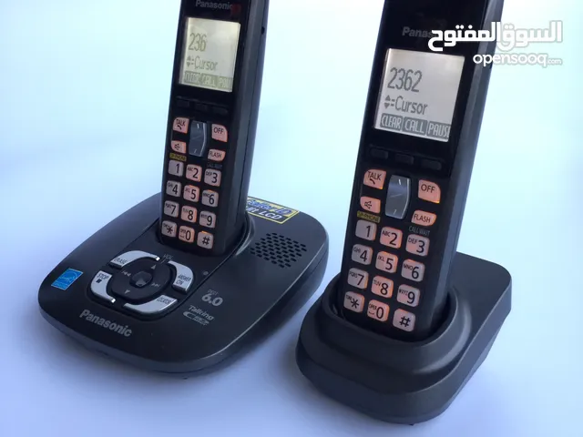 طقم تلفون ارضي لاسلكي بناسونيك قطعتين ماستر و فرعي للغرف Panasonic كاشف رقم تسجيل رسايل صوتيه مسافه