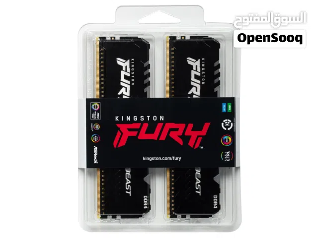 Brand NEW 16GB 3200MT/s DDR4 Kingston Fury RGB RAM رامات جديده ومختومه بأقل سعر بالسوق!
