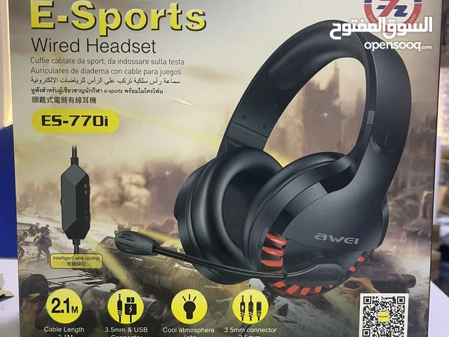 سماعة لمحبين العاب جيمنج gaming headset awei جديدة بها ميكروفون و ألوان آر بي جي micr and rgb