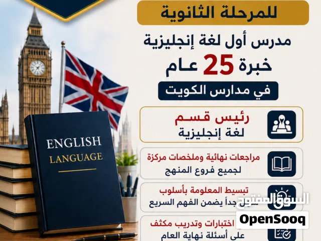 معلم اول لغه انجليزيه ورئيس قسم للصف الثاني عشر خبره 25 عام داخل مدارس الكويت