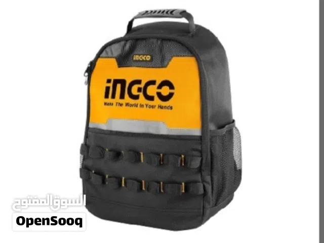 حقيبة INGCO متعددة الجيوب، مثالية لحمل الأدوات بكل راحة وأناقة.  تصميم عملي، خامات قوية، وشعار