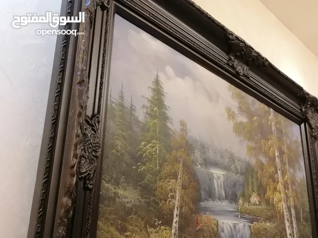 بروازين زان خشب الإطار لون بني رسم يدوي من الكويت والثاني خشب مصري مذهب فاخر
