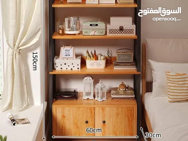 ستاند المكتبة مع خزانة سفلية متوفر بلون خشبي ولون ابيض ستاند بتصميم عصري