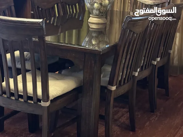 غرفة سفره 8 كراسي بتتكبر وبتتصغر خشب جوز مع بوفيه