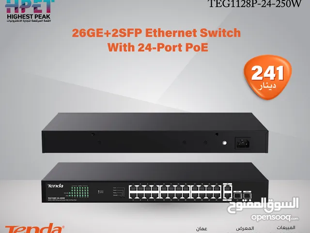 Tenda TEG1128P-24-250W محول إيثرنت 26GE+2SFP مزود بـ 24 منفذ PoE