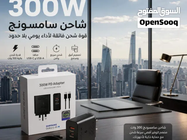 شاحن كهرباء مثلوث سامسونج 300W يدعم الشحن السريع جدا سوبر فاست بقوت 2.0 Vitenam