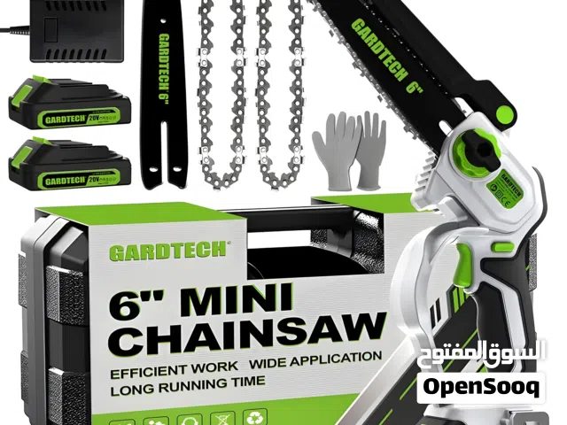 منشار سلسلة لاسلكي محمول Gardtech 6" Mini Chainsaw 20فولط جديد يأتي مع بطاريتين كامل الملحقات