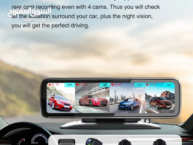 مرآة ذكية DVR كاميرا لوحة القيادة ذات 4 كاميرات تسجل بزاوية 360 درجةSMART MIRROR DVR 4 Cams Recor