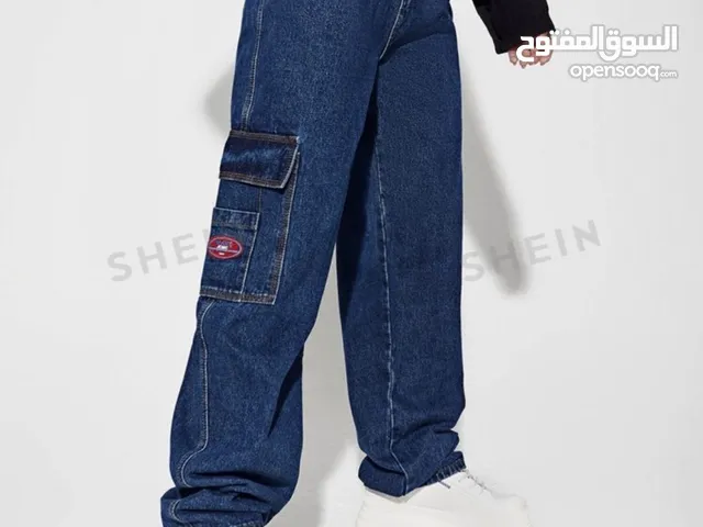 بنطلون جينز كارجو ازرق Blue cargo jeans