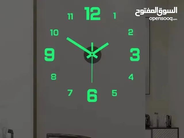 ساعة حائط مضيئة ثلاثية الأبعاد بدون إطار من الأكريليك، ملصقات حائط رقمية DIY