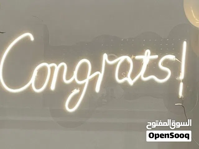 نيون ليد Congrats لون ابيض خاص بالحفلات