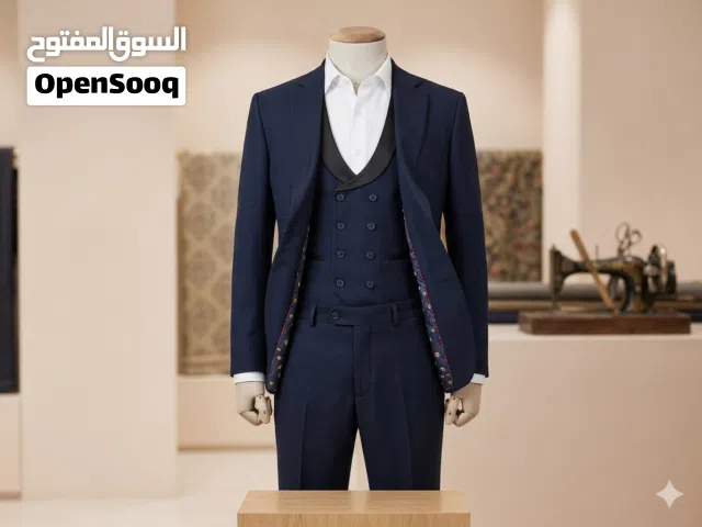 بدلة رسمية كحلي 3 قطعة شبه جديدة