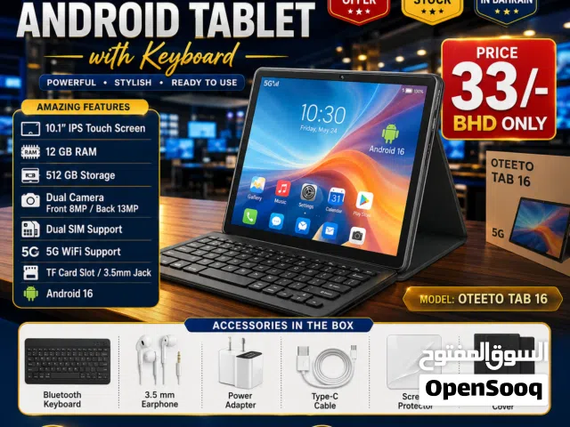 New 5G Smart Android Tablet with Pen 10 Screen Dual Sim 12GB RAM 512GB Storage With Keyboard+Cover