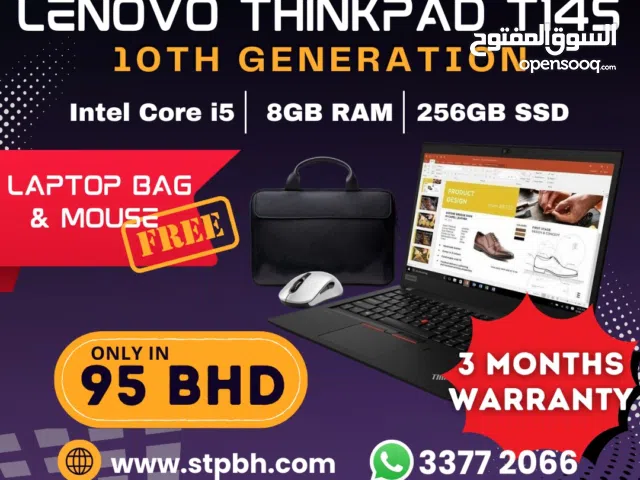 Lenovo ThinkPad T14s Gen 1 Laptop, Intel Core i5-10210U, 8GB RAM, 256GB SSD, Windows 11 Pro 10th gen
