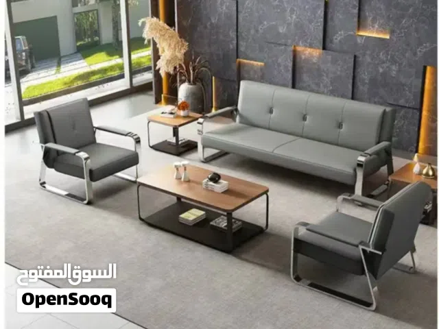 طقم جلوس مكتبي جلسه مكتبيه جلد فاخره sofa  صوفا متينه جدا سعر مخفض جدا استيل مكاتب كراسي جلوس جلسة