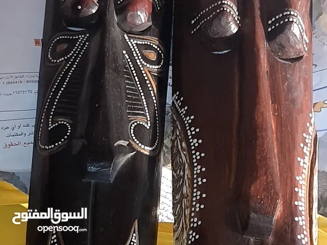 وجوه خشبية أفريقية ديكور عدد 2 من الخشب عالي الجودة