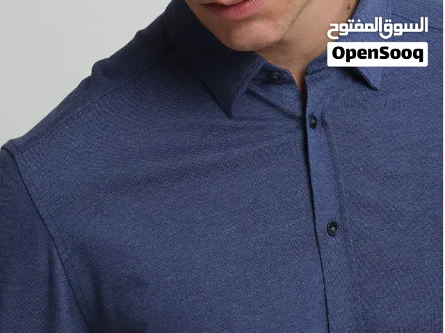 قميص كاجوال ريغولار فيت أزرق كحلي مايكرو 100% قطن