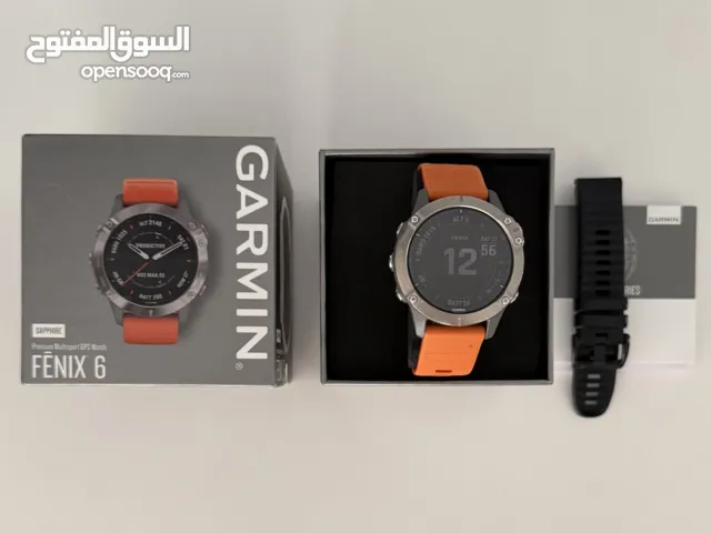 GARMIN FENIX 6 (47mm) SAPPHIRE TITANIUM GRAY W/ORANGE BAND AND BLACK BAND