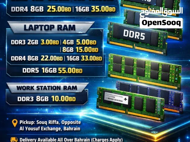 Desktop & Laptop  Workstation  RAM  Sale  DDR3 DDR4 DDR5   From 3BD