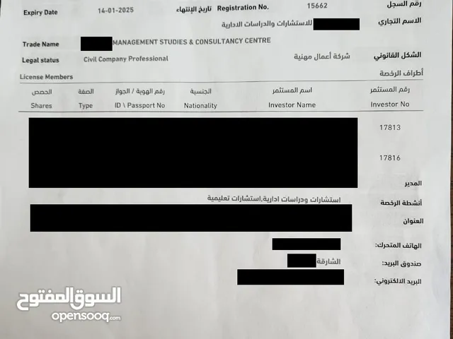رخصة تجارية للبيع سنة الإصدار 1998 - trade license for sale EST.1998