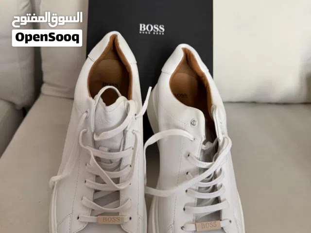 White BOSS Leather Sneakers - Size UK 9