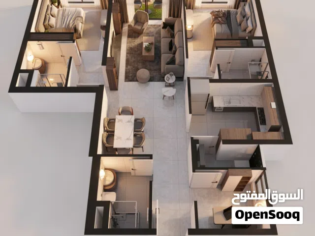 2BHK - شقة مكونه من غرفتين + غرفة خادمه