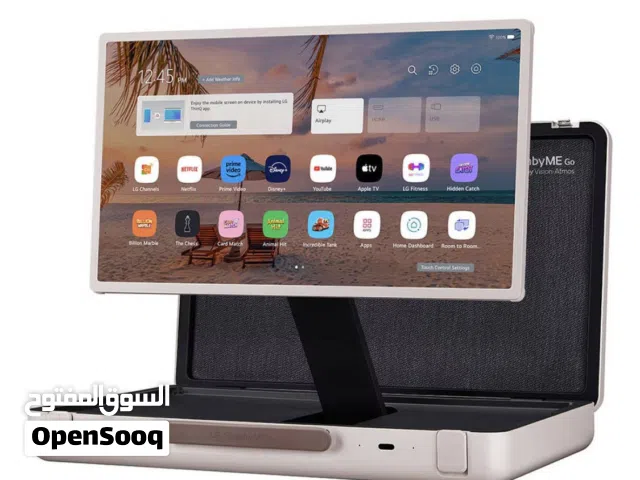 شاشة (LG StanbyME Go )27 بوصه شبه جديدة مع الكرتون – شاشة متنقلة ببطارية