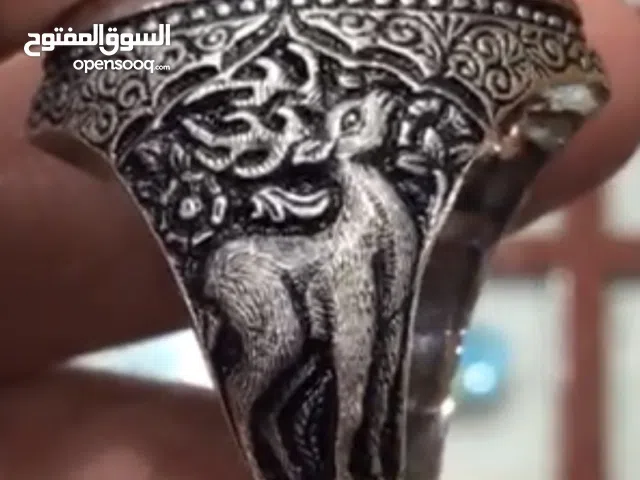 خاتم فضة نقش حميد جنكي والحجر فيروز نيشابوري