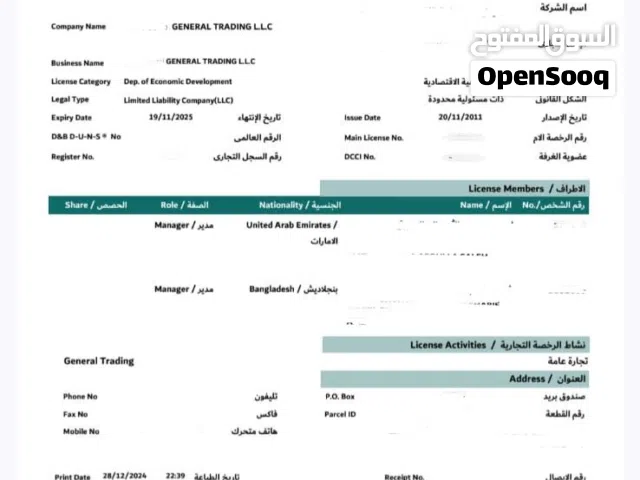 TRADE LICENCE FOR SALE