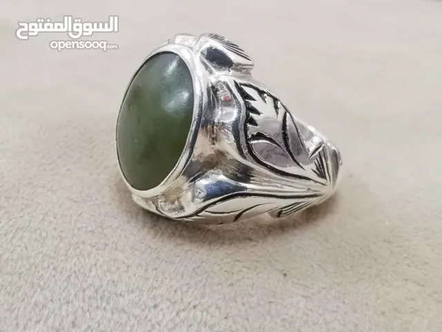 خاتم عقيق يشم طبيعي فضة 950