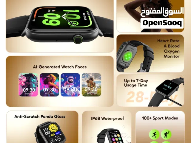 ساعة سمارت مكالمات شكل شيك جدا تستقبل وترد على المكالمات من الساعة إشعارات واتساب وفيسبوك عداد خطوات