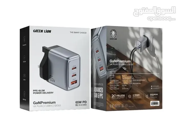 شاحن جداري بقوة 65W من جرين ليون ، منفذين USB-C ومنفذ USB-A جديد ضمان سنة