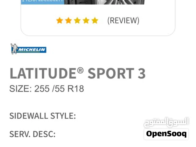 255/55R18 W105 Latitude Sport 3 MICHELIN TYRES 21تتغيير رنقات الي حجم 20البيع شراء تجديدميشلان