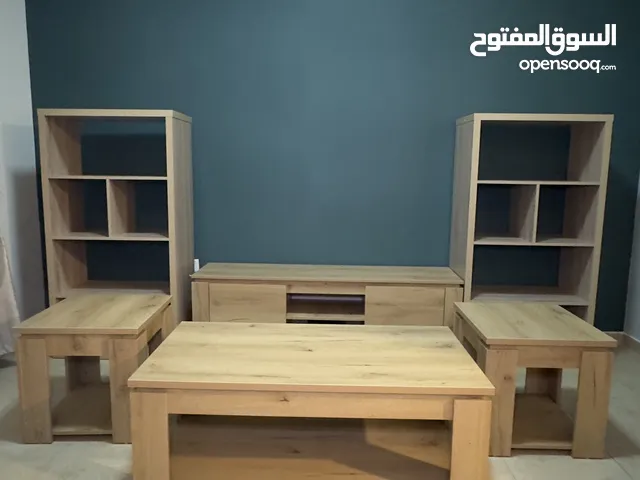 طقم طاولات قهوة مع وحدة تلفاز و خزانتين تحف او كتب A wonderful wooden sets, perfect condition