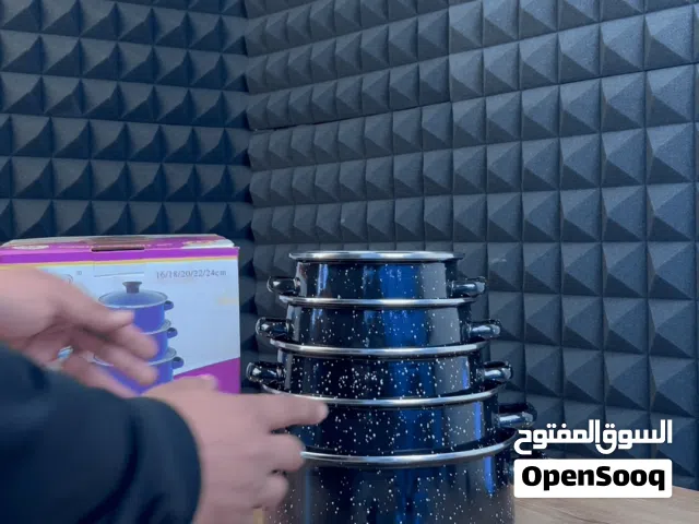 طقم قدورة مينا فاخر5 قطع بغطاء زجاجي