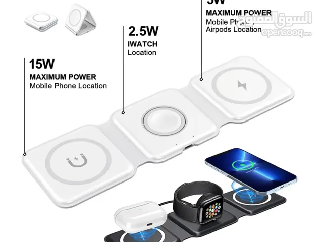 شاحن لاسلكي للهاتف والساعة والسماعة 3 in 1 magnetic wireless charger