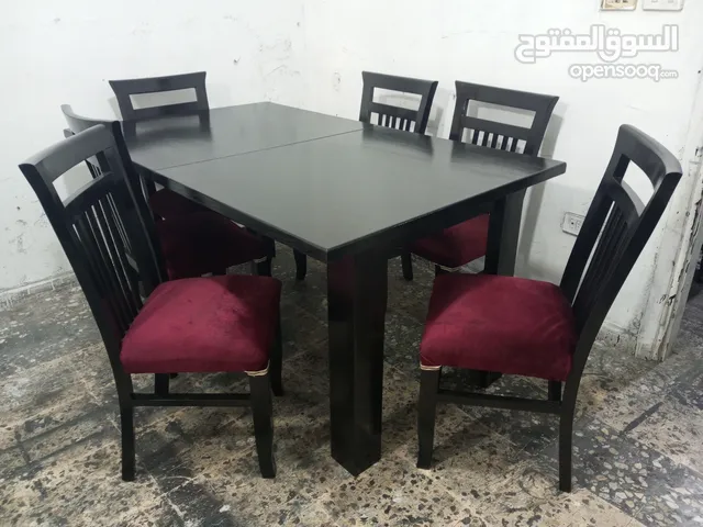 طاولة سفره مع 6 كراسي تفصيل خشب زان وتنجيد جديد