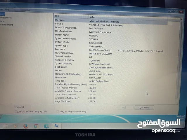 Windows Toshiba for sale in Amman