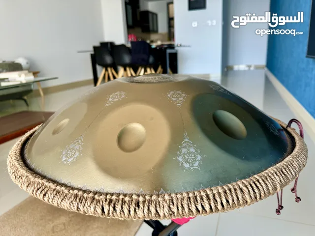 Engraved Gold Handpan 22 inch 9 Notes D Minor with case and stand