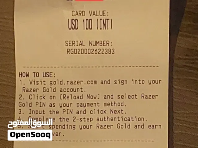 RAZER GOLD VOUCHER 100$