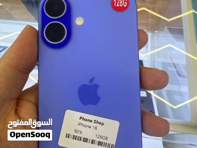 ايفون 16 عادي ذاكرة 128 لون ازرق بطارية 93% بحال الوكاله بدون اي خدش
