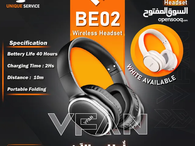 سماعات هيدسيت أصلية وايرلس بصوت جودته عالية وتدوم البطارية لفترة طويلة VFan Wireless Headset BE02