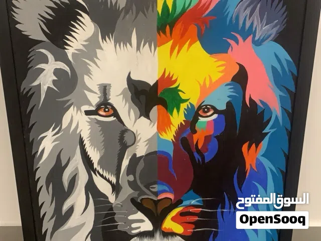 للبيع رسمة اسد ب لونين رسم ايد